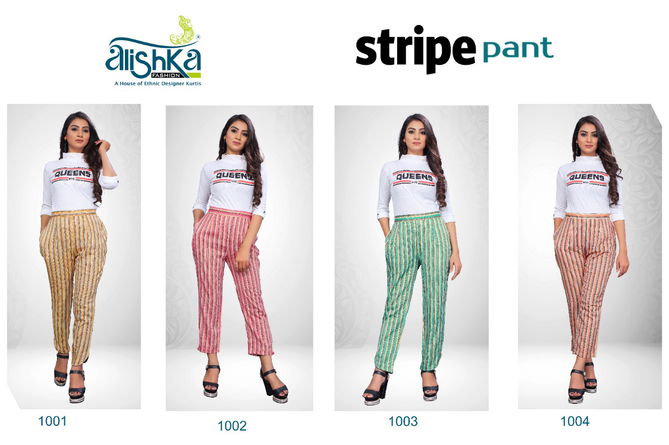 Alishka Stripe Pant Comfortable Rayon Daily Wear Collection